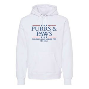 Childless Cat Lady 2024 Ladies Voting Kamala Purrs And Paws Premium Hoodie