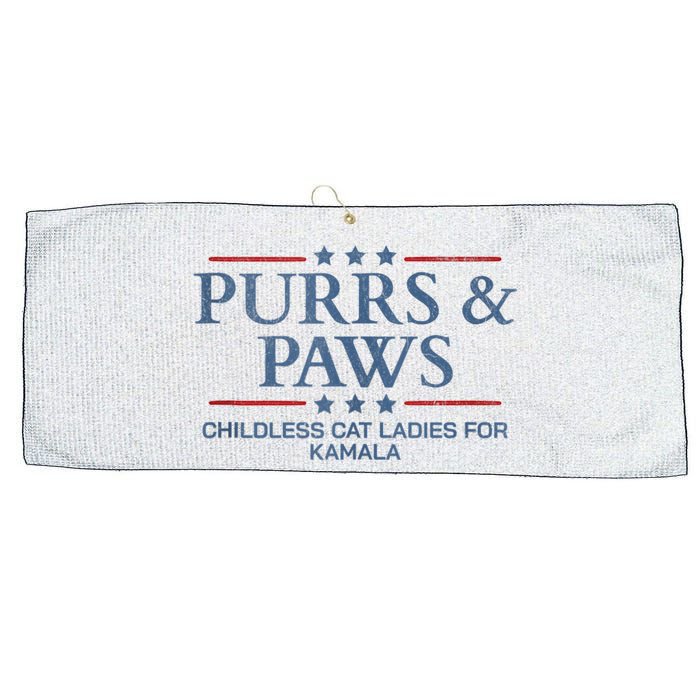 Childless Cat Lady 2024 Ladies Voting Kamala Purrs And Paws Large Microfiber Waffle Golf Towel