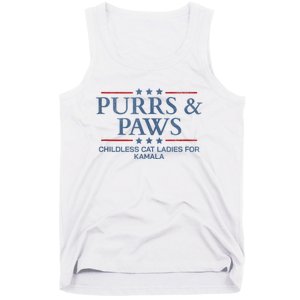 Childless Cat Lady 2024 Ladies Voting Kamala Purrs And Paws Tank Top