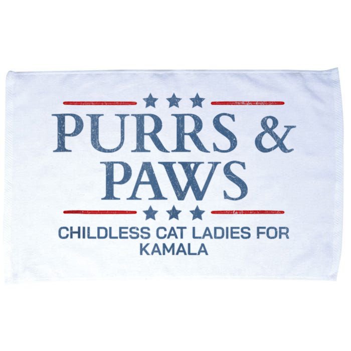 Childless Cat Lady 2024 Ladies Voting Kamala Purrs And Paws Microfiber Hand Towel