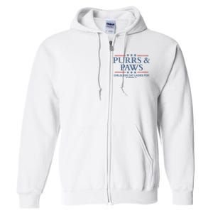 Childless Cat Lady 2024 Ladies Voting Kamala Purrs And Paws Full Zip Hoodie