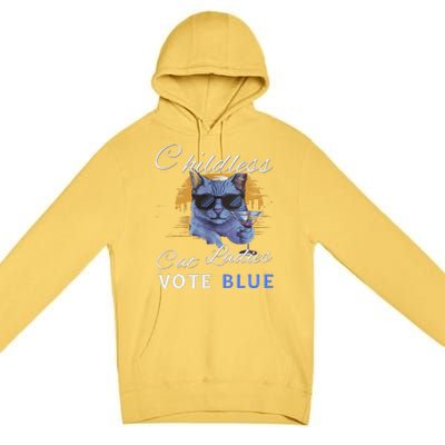 Childless Cat Ladies Vote Blue In November Kamala President Gift Premium Pullover Hoodie