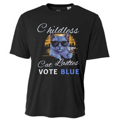 Childless Cat Ladies Vote Blue In November Kamala President Gift Cooling Performance Crew T-Shirt