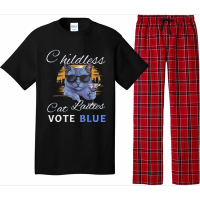 Childless Cat Ladies Vote Blue In November Kamala President Gift Pajama Set