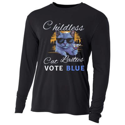 Childless Cat Ladies Vote Blue In November Kamala President Gift Cooling Performance Long Sleeve Crew