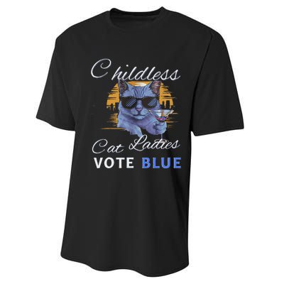 Childless Cat Ladies Vote Blue In November Kamala President Gift Performance Sprint T-Shirt