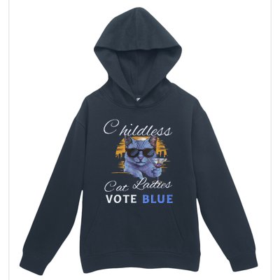 Childless Cat Ladies Vote Blue In November Kamala President Gift Urban Pullover Hoodie