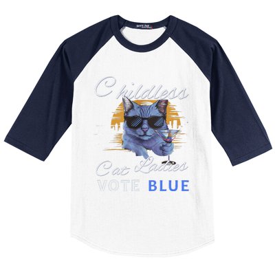 Childless Cat Ladies Vote Blue In November Kamala President Gift Baseball Sleeve Shirt