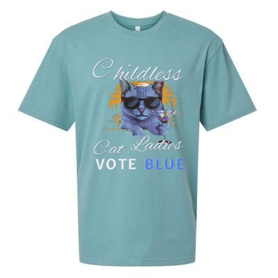 Childless Cat Ladies Vote Blue In November Kamala President Gift Sueded Cloud Jersey T-Shirt