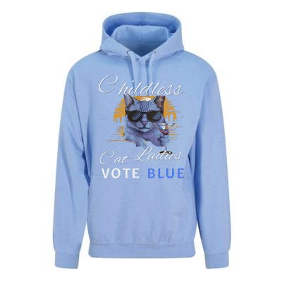 Childless Cat Ladies Vote Blue In November Kamala President Gift Unisex Surf Hoodie