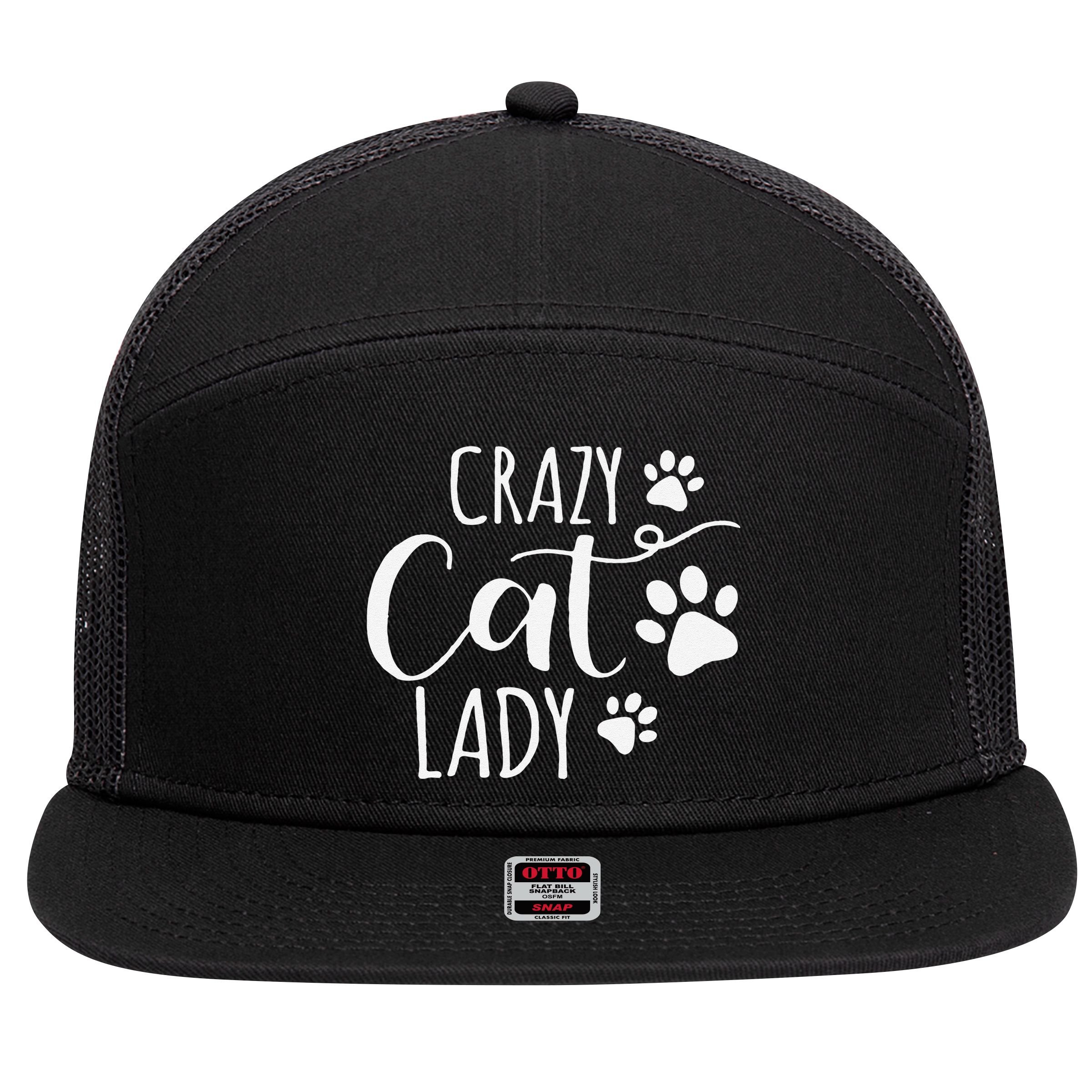 Crazy Cat Lady Funny Cat Meow For Women Love Cat 7 Panel Mesh Trucker Snapback Hat
