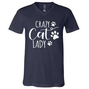 Crazy Cat Lady Funny Cat Meow For Women Love Cat V-Neck T-Shirt