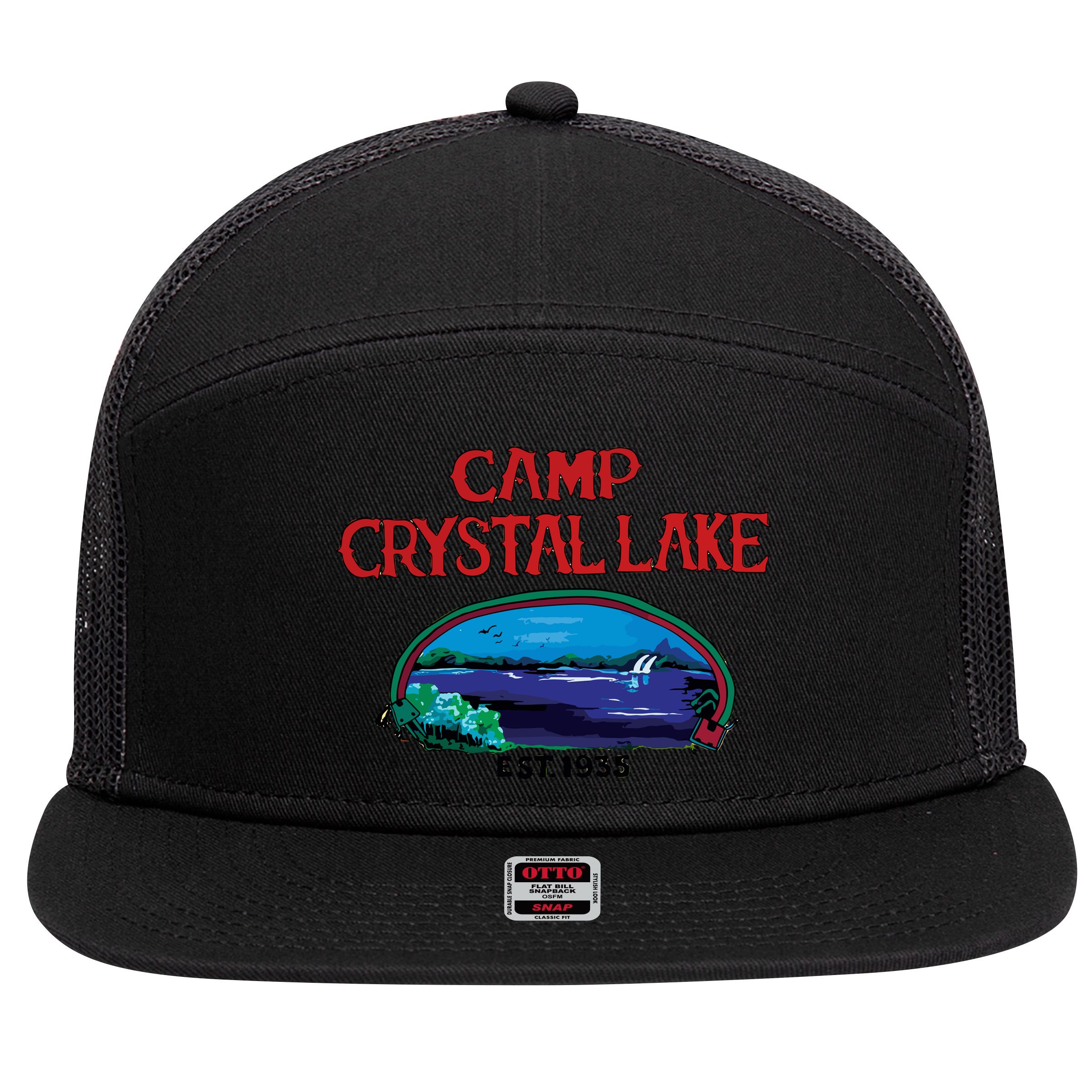 Camp Crystal Lake 7 Panel Mesh Trucker Snapback Hat