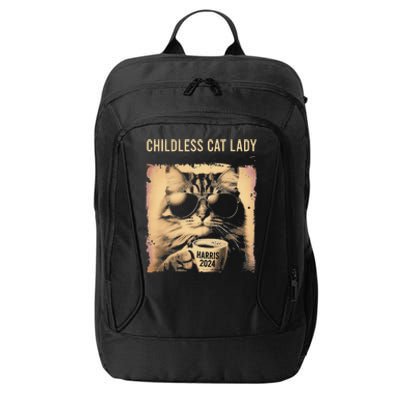 Childless Cat Lady Vintage Coffee Cat Gift City Backpack