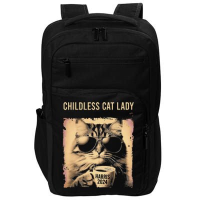 Childless Cat Lady Vintage Coffee Cat Gift Impact Tech Backpack