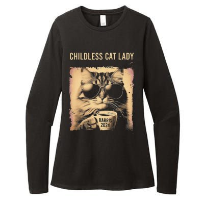 Childless Cat Lady Vintage Coffee Cat Gift Womens CVC Long Sleeve Shirt