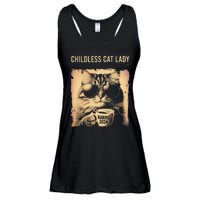 Childless Cat Lady Vintage Coffee Cat Gift Ladies Essential Flowy Tank