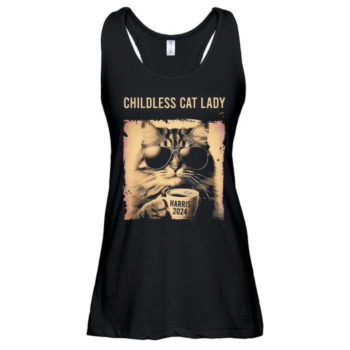 Childless Cat Lady Vintage Coffee Cat Gift Ladies Essential Flowy Tank