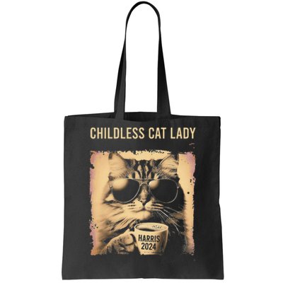 Childless Cat Lady Vintage Coffee Cat Gift Tote Bag