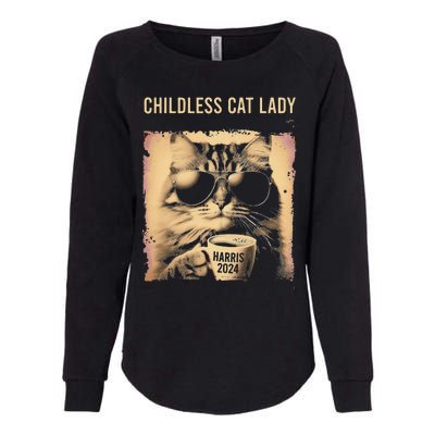 Childless Cat Lady Vintage Coffee Cat Gift Womens California Wash Sweatshirt