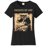 Childless Cat Lady Vintage Coffee Cat Gift Women's T-Shirt