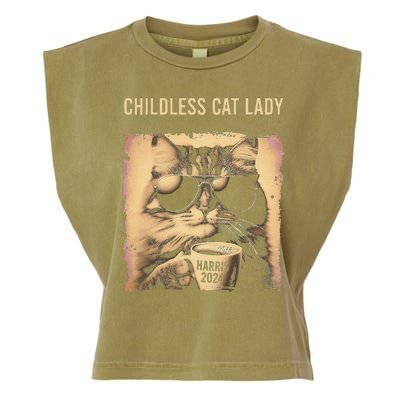 Childless Cat Lady Vintage Coffee Cat Gift Garment-Dyed Women's Muscle Tee