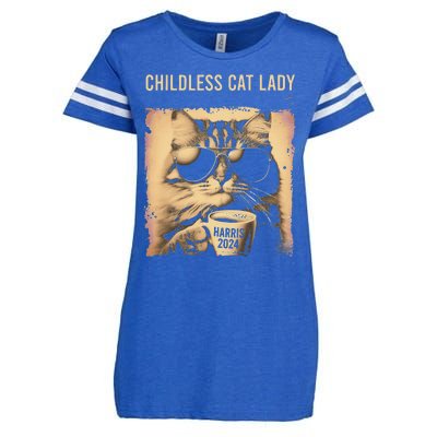 Childless Cat Lady Vintage Coffee Cat Gift Enza Ladies Jersey Football T-Shirt