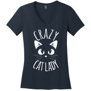 CRAZY CAT LADY Funny Fur Mom Mothers Day Christmas Birthday Women's V-Neck T-Shirt