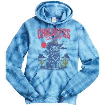 Childless Cat Lady Kamala Harris Cowboy Cat Tie Dye Hoodie