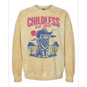 Childless Cat Lady Kamala Harris Cowboy Cat Colorblast Crewneck Sweatshirt