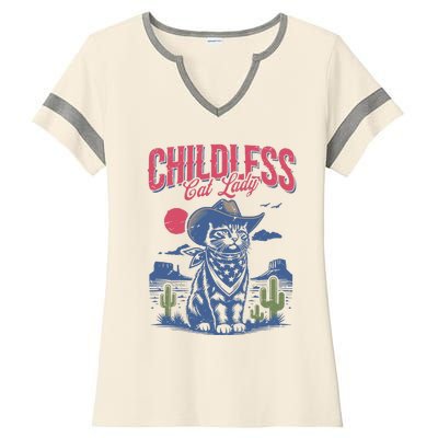 Childless Cat Lady Kamala Harris Cowboy Cat Ladies Halftime Notch Neck Tee