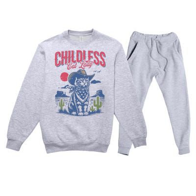 Childless Cat Lady Kamala Harris Cowboy Cat Premium Crewneck Sweatsuit Set