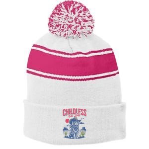 Childless Cat Lady Kamala Harris Cowboy Cat Stripe Pom Pom Beanie