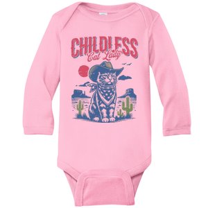 Childless Cat Lady Kamala Harris Cowboy Cat Baby Long Sleeve Bodysuit