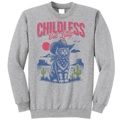 Childless Cat Lady Kamala Harris Cowboy Cat Tall Sweatshirt