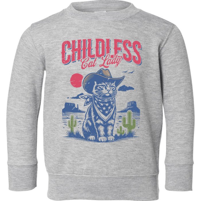 Childless Cat Lady Kamala Harris Cowboy Cat Toddler Sweatshirt
