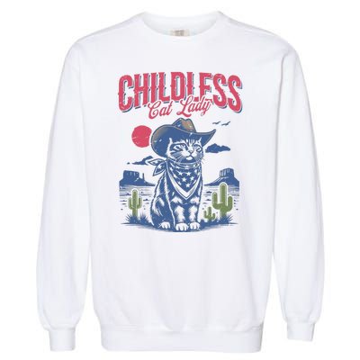 Childless Cat Lady Kamala Harris Cowboy Cat Garment-Dyed Sweatshirt