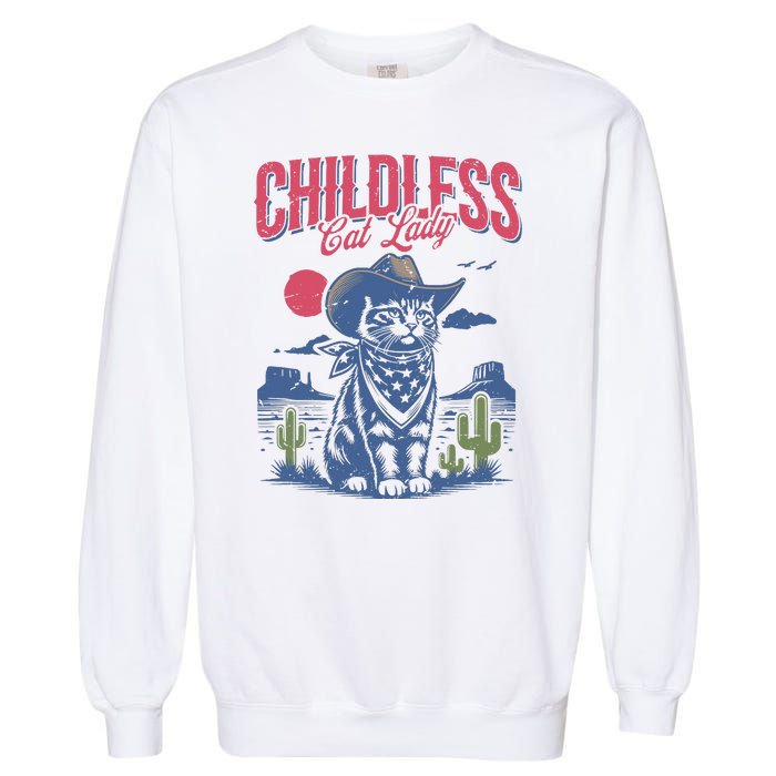 Childless Cat Lady Kamala Harris Cowboy Cat Garment-Dyed Sweatshirt