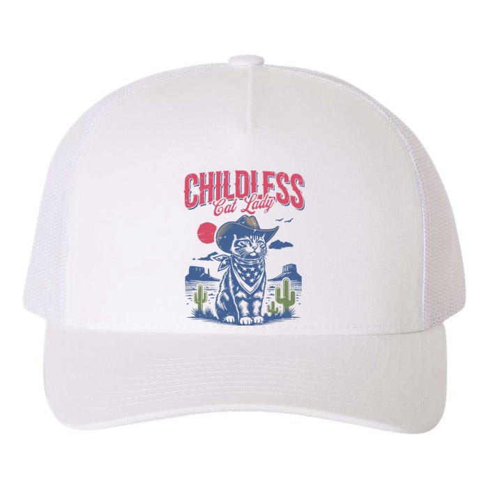 Childless Cat Lady Kamala Harris Cowboy Cat Yupoong Adult 5-Panel Trucker Hat