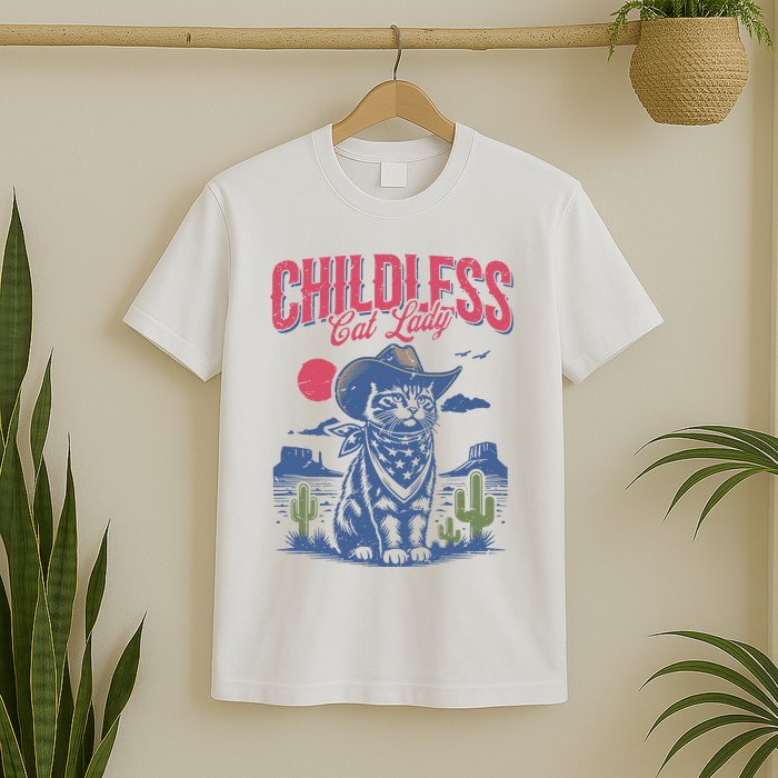 Childless Cat Lady Kamala Harris Cowboy Cat T-Shirt