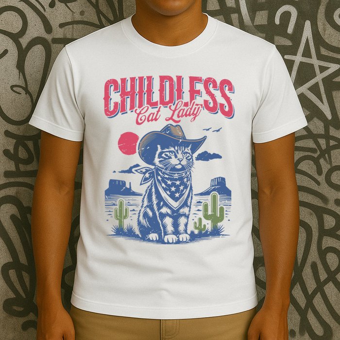 Childless Cat Lady Kamala Harris Cowboy Cat T-Shirt