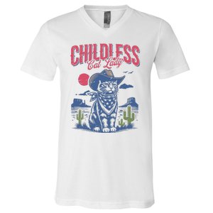 Childless Cat Lady Kamala Harris Cowboy Cat V-Neck T-Shirt