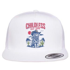 Childless Cat Lady Kamala Harris Cowboy Cat Flat Bill Trucker Hat