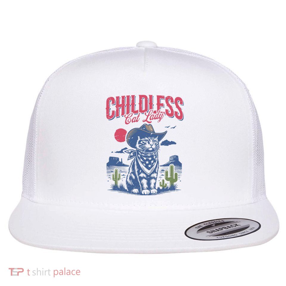 Childless Cat Lady Kamala Harris Cowboy Cat Flatbill Hat