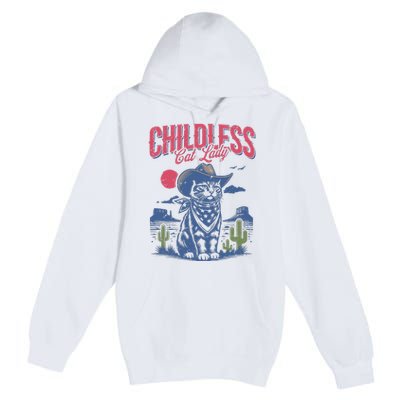 Childless Cat Lady Kamala Harris Cowboy Cat Premium Pullover Hoodie