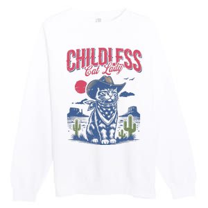 Childless Cat Lady Kamala Harris Cowboy Cat Premium Crewneck Sweatshirt