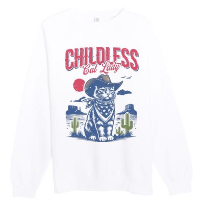 Childless Cat Lady Kamala Harris Cowboy Cat Premium Crewneck Sweatshirt