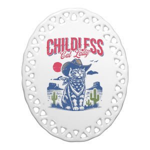 Childless Cat Lady Kamala Harris Cowboy Cat Ceramic Oval Ornament