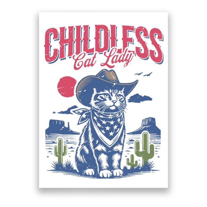 Childless Cat Lady Kamala Harris Cowboy Cat Poster