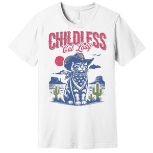 Childless Cat Lady Kamala Harris Cowboy Cat Premium T-Shirt